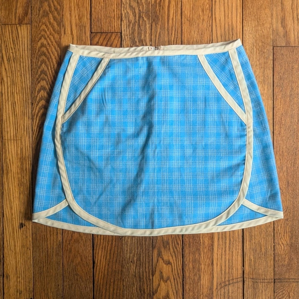 Urban Outifitters UO Picnic Dolphin Hem Mini Skirt Blue White